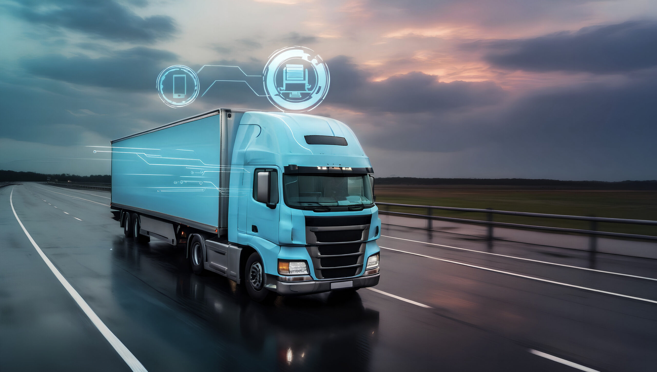 Photo of a truck with a fleet telematics systems.